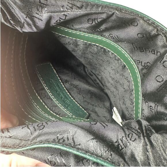 Tignanello Women's Leather Crossbody Bag Green Compact Shoulder Purse slim - Picture 8 of 10